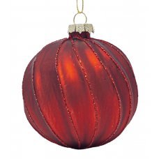 Χριστουγεννιάτικες Γυάλινες Μπάλες Κόκκινες με Γκλίτερ - Σετ 4 τεμ. (8cm)